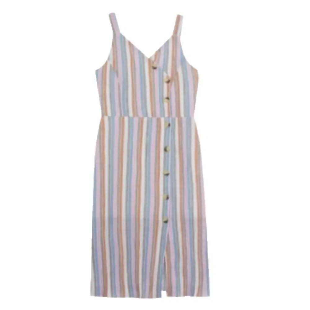 Womens Francescas Collection Harper Striped Multi-Colored Button Midi Dress - XS